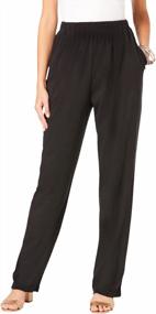 img 4 attached to Plus Size Women'S Soft Knit Straight-Leg Pant W/ Elastic Waist - Roamans