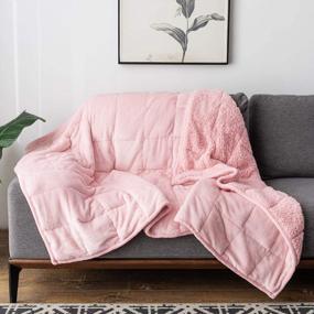 img 1 attached to Wemore Sherpa Fleece Weighted Blanket For Adult, 15 Lbs Dual Sided Cozy Fluffy Heavy Blanket, Ultra Fuzzy Throw Blanket With Soft Plush Flannel Top, 60 X 80 Inches Pink On Both Sides
