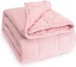 wemore sherpa fleece weighted blanket for adult, 15 lbs dual sided cozy fluffy heavy blanket, ultra fuzzy throw blanket with soft plush flannel top, 60 x 80 inches pink on both sides logo