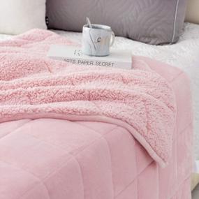 img 2 attached to Wemore Sherpa Fleece Weighted Blanket For Adult, 15 Lbs Dual Sided Cozy Fluffy Heavy Blanket, Ultra Fuzzy Throw Blanket With Soft Plush Flannel Top, 60 X 80 Inches Pink On Both Sides