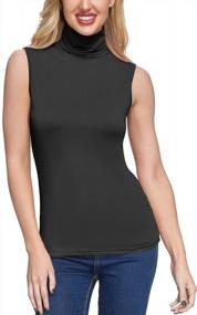 img 3 attached to Women'S 2-Pack Turtleneck Sleeveless Mock High Neck Stretchy Layering Tees