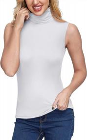 img 2 attached to Women'S 2-Pack Turtleneck Sleeveless Mock High Neck Stretchy Layering Tees