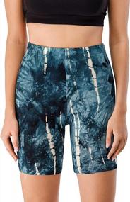img 3 attached to High-Waist Tie-Dye Biker Shorts For Women - Sexy And Skinny Leggings In Dark Blue