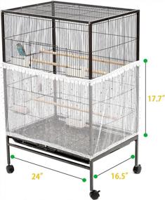 img 3 attached to Perfitel Universal Birdcage Cover Seed Catcher Parrot Birdcage Nylon Mesh Guard Netting With Lace (Not Included Birdcage,1 Piece) (100 X 18 Inch, White)…