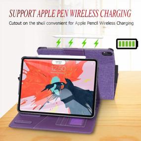 img 2 attached to Toplive IPad Pro 12.9 Case (2018), [Support Apple Pencil Charging] Canvas Stand Folio Case Cover For IPad Pro 12.9 3Rd Generation With Auto Sleep Wake Function And Multiple Viewing Angles, Purple