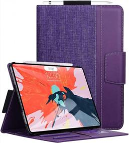 img 4 attached to Toplive IPad Pro 12.9 Case (2018), [Support Apple Pencil Charging] Canvas Stand Folio Case Cover For IPad Pro 12.9 3Rd Generation With Auto Sleep Wake Function And Multiple Viewing Angles, Purple
