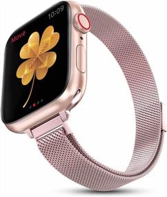 img 3 attached to CTYBB For Apple Watch Band Series Ultra SE 8 7 6 5 4 3 2 1 38Mm 40Mm 41Mm 42Mm 44Mm 45Mm 49Mm, Stainless Steel Slim & Thin Mesh Magnetic Clasp Strap Women And Girl Replacement Band For IWatch (A-Rose Gold, 42Mm/44Mm/45Mm/49Mm)