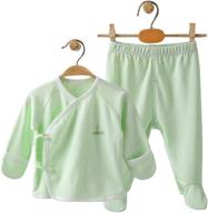 soft and comfy baby pajama set: cobroo 100% cotton kimono shirt and footed pants for newborn-6 months logo