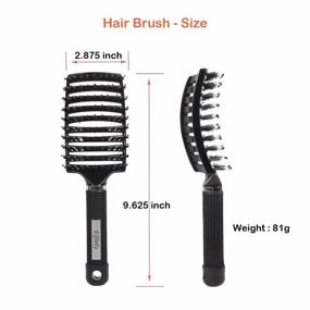 img 1 attached to Elfirly 2 Pack Boar Bristle Curved Vented Hair Brush For Men Women And Barbers, Detangling Styling Tool For Long Thick Thin Curly Hair - Black