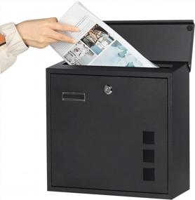 img 2 attached to Безопасный и вместительный: Черный металлический настенный почтовый ящик Decaller с замком и окном для просмотра.