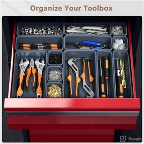 img 3 attached to 8-Pcs Plastic Toolbox Organizer and Storage Set - Small Parts Tray Dividers, Tool Organizers for Hardware, Rolling Tool Chest Desk Drawer Organizer, Bolt Screw Bins