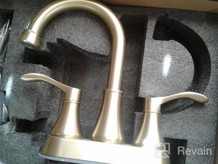 img 1 attached to 🚰 TRUSTMI Brushed Gold Bathroom Faucet: 2 Handle Lavatory Sink Faucet with Pop Up Drain and Water Supply Lines review by Daniel Postle