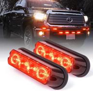 🚨 xprite red 4 led 4 watt emergency vehicle waterproof strobe light set - 2 pack: deck, dash, grille surface mount with clear lens - police light head for ultimate warning logo