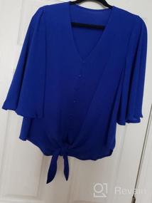 img 7 attached to Stylish Women'S Deep V-Neck Button Down Top With Flutter 3/4 Sleeves And Front Tie By HOTAPEI