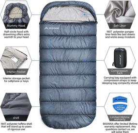img 2 attached to BISINNA XXL Plus Size Sleeping Bag (90.55"X39.37") For Big And Tall Adults - Warm, Waterproof, And Lightweight. Ideal For 3-4 Seasons Camping, Backpacking, Hiking, And Indoor/Outdoor Use.