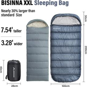 img 3 attached to BISINNA XXL Plus Size Sleeping Bag (90.55"X39.37") For Big And Tall Adults - Warm, Waterproof, And Lightweight. Ideal For 3-4 Seasons Camping, Backpacking, Hiking, And Indoor/Outdoor Use.