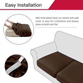 img 3 attached to Maxmill Velvet Stretch Sofa Cushion Covers Plush Couch Cushion Slipcover For Armchair Loveseat Sofa Individual Cushion Cover Sofa Seat Protector With Elastic Hem Washable, 2 Pieces Pack, Brown