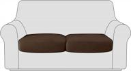 maxmill velvet stretch sofa cushion covers plush couch cushion slipcover for armchair loveseat sofa individual cushion cover sofa seat protector with elastic hem washable, 2 pieces pack, brown logo