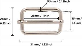 img 3 attached to Adjustable Silver Metal Buckle Tri-Glides With Movable Center Bar - Perfect For Straps - 1 X 0.6 Inch