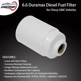 img 3 attached to 🔒 High-quality Duramax Diesel Fuel Filter for Chevy Silverado & GMC Sierra - Fits 2001-2016 2500HD, 3500HD, Express, Savana