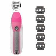 stainless steel foot callus shaver rasp for cracked heels - 2-in-1 professional pedicure tool with 5 refill blades - rust-resistant dry skin remover for feet spa логотип