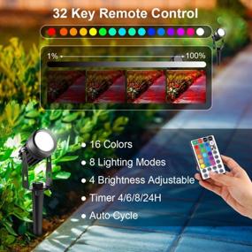img 2 attached to ECOWHO RGB Low Voltage Christmas Spotlight Outdoor, 12V 65Ft LED Spot Light Color Changing Landscape Lighting With Remote Timer Plug-In Waterproof Lights For Yard,Garden,Pool,Pathway Decor(6 Pack)