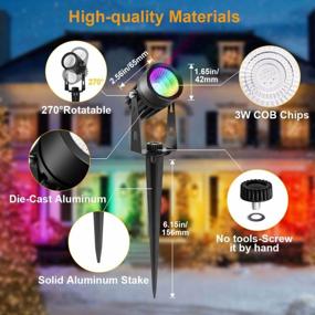 img 1 attached to ECOWHO RGB Low Voltage Christmas Spotlight Outdoor, 12V 65Ft LED Spot Light Color Changing Landscape Lighting With Remote Timer Plug-In Waterproof Lights For Yard,Garden,Pool,Pathway Decor(6 Pack)