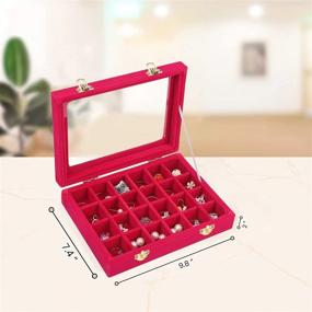 img 3 attached to Travel-Friendly Hivory Earring Jewelry Box: Red 24-Grid Tray With Clear Lid For Teen Girls’ Favorite Accessories