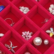 travel-friendly hivory earring jewelry box: red 24-grid tray with clear lid for teen girls’ favorite accessories logo