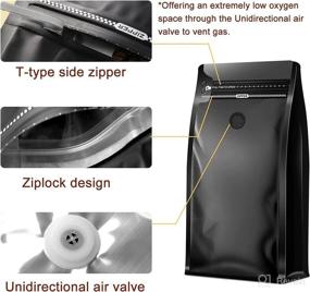 img 1 attached to 👜 100 Pack Resealable Mylar Bags for 1lb Coffee Beans, Heat Sealing Nut Food Storage Bags with Zip-Lock, Stand-Up 1/2 Gallon Coffee Bag with Labels and Mark Pen