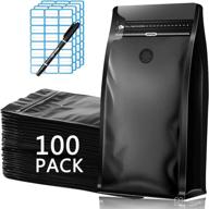 👜 100 pack resealable mylar bags for 1lb coffee beans, heat sealing nut food storage bags with zip-lock, stand-up 1/2 gallon coffee bag with labels and mark pen логотип