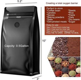 img 3 attached to 👜 100 Pack Resealable Mylar Bags for 1lb Coffee Beans, Heat Sealing Nut Food Storage Bags with Zip-Lock, Stand-Up 1/2 Gallon Coffee Bag with Labels and Mark Pen