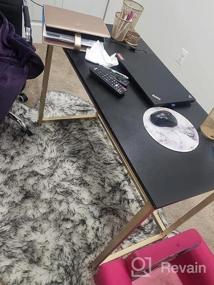 img 6 attached to WeeHom маленький компьютерный стол письменный стол для домашнего офиса ПК ноутбук стол рабочая станция подставка 39 дюймов металлическая ножка черный