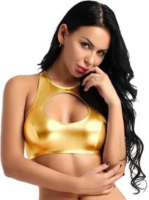 img 2 attached to 👙 ACSUSS Women's Metallic Leather Racerback Dancewear Clothing-Swimsuits & Cover Ups