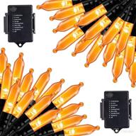 🎄 christmas orange string lights decorations - 2 pack, 17.8 feet 50 led battery operated mini fairy lights with 8 modes waterproof for outdoor indoor patio xmas tree, holiday, halloween, party show logo