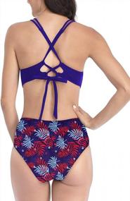 img 2 attached to High Waisted Bikini Set With Criss Cross Swimwear Design: Hilor Women'S Two Piece Swimsuits