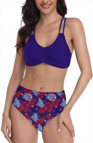 img 4 attached to High Waisted Bikini Set With Criss Cross Swimwear Design: Hilor Women'S Two Piece Swimsuits