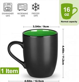 img 3 attached to DeeCoo Large 16 Oz Matte Black Porcelain Coffee Mug - Perfect For Coffee, Tea, Juice, And Cocoa In Restaurants And Homes