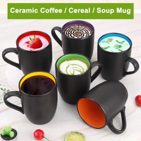img 2 attached to DeeCoo Large 16 Oz Matte Black Porcelain Coffee Mug - Perfect For Coffee, Tea, Juice, And Cocoa In Restaurants And Homes