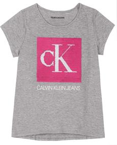 img 1 attached to Stylish Calvin Klein Flippable Camelia 10 Girls' Tops, Tees & Blouses