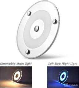 img 1 attached to Dimmable 12V LED Ceiling Dome Light for RV Boat Camper Van Travel Trailer Truck Sailboat Interior Lighting, Surface Mount Puck Light with Touch Dimmer Switch, 2 Pack (4.75 Inch, Cool White)