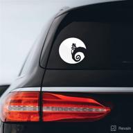 🎃 premium jack skellington moon sticker decal - ideal for notebook, car, laptop - 5.5" x 5.5" - white logo