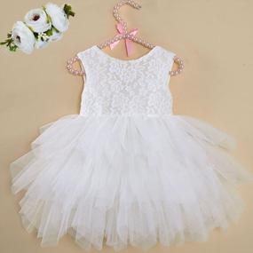 img 3 attached to Cilucu Baby Girls Tutu Dress - Flower Girl Lace Infant Dress with Big V-Back, Belt Bow