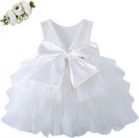 img 4 attached to Cilucu Baby Girls Tutu Dress - Flower Girl Lace Infant Dress with Big V-Back, Belt Bow