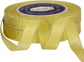 img 1 attached to VATIN Glitter Metallic Gold Ribbon 5/8 Inches Wide Sparkly Fabric Gorgeous Ribbon For Gift Crafters Wedding Party Brithday Wrap Hair Bows Floral Projects 25 Yards/Roll X 2 Rolls