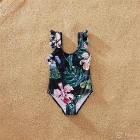 img 1 attached to IFFEI Mommy and Me One Piece Swimsuit with Leaves Print, V-Neck, Perfect for Family Matching Swimwear