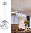 ul listed 9in glass pendant light - hand blown mirror ball hanging light w/ polished chrome finish by tzoe logo
