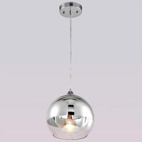 img 3 attached to UL Listed 9In Glass Pendant Light - Hand Blown Mirror Ball Hanging Light W/ Polished Chrome Finish By TZOE