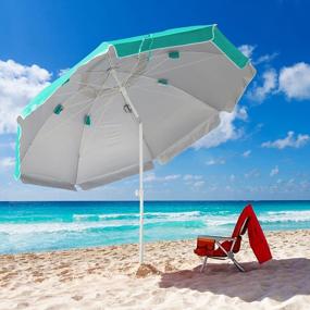 img 4 attached to 7.5Ft Beach Umbrella With Sand Anchor, Portable Outdoor Open-Air Parasol, UV Protection 50+ Sun Protection, Tiltable, Freely Ddjustable Height, Suitable For Beach Garden Courtyard