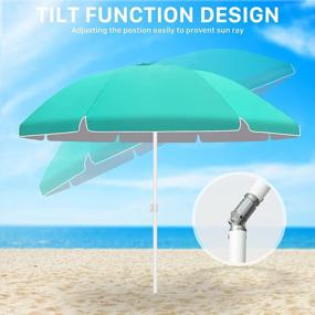 img 1 attached to 7.5Ft Beach Umbrella With Sand Anchor, Portable Outdoor Open-Air Parasol, UV Protection 50+ Sun Protection, Tiltable, Freely Ddjustable Height, Suitable For Beach Garden Courtyard
